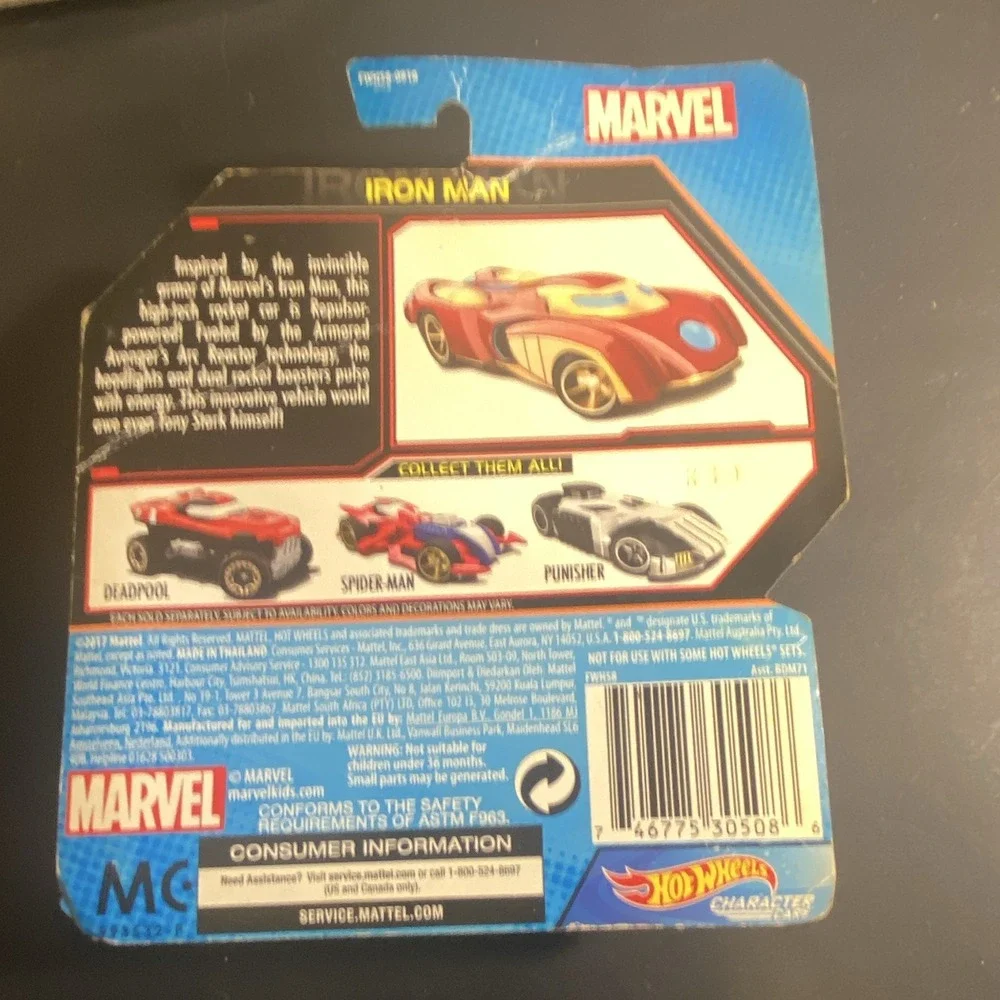 Hot Wheels Character Cars Marvel Lot 4 Diecast 1:64 2017 Spider-Man Iron Man
